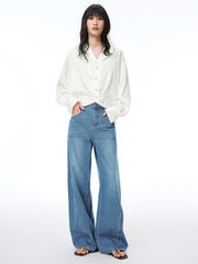 Women's Washed Banana-Leg Jeans