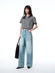Women's Distressed Wide-Leg Jeans