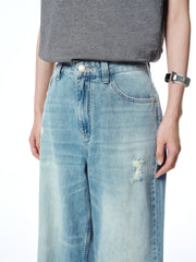 Women's Distressed Wide-Leg Jeans