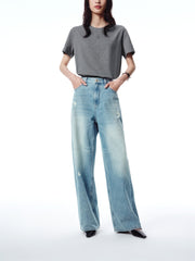 Women's Distressed Wide-Leg Jeans