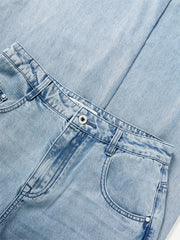 Women's Distressed Raw Hem Straight-Leg Jeans
