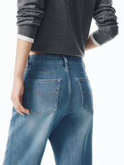 Women's Washed Straight-Leg Jeans