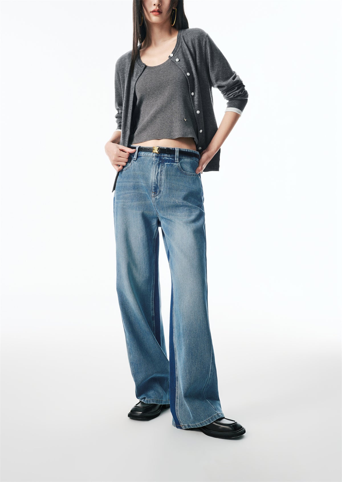 Women's Washed Straight-Leg Jeans
