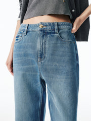 Women's Washed Straight-Leg Jeans