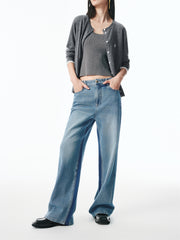 Women's Washed Straight-Leg Jeans