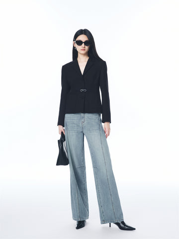 Women's High-Waisted Curved-Leg Wide-Leg Jeans