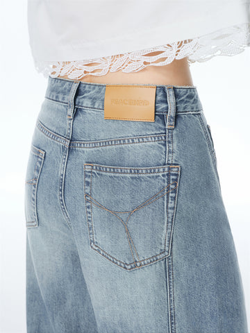 Women's High-Waisted Curved-Leg Wide-Leg Jeans