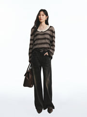 Women's Gradient Whiskered Curved-Leg Jeans