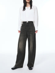 Women's Gradient Whiskered Curved-Leg Jeans