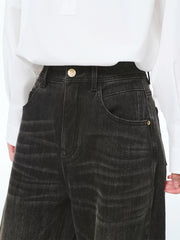 Women's Gradient Whiskered Curved-Leg Jeans