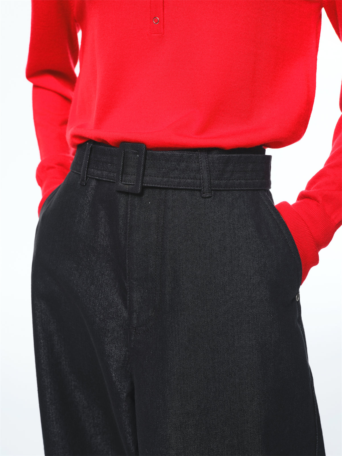 Women's Turn-Up Hem Wide-Leg Jeans