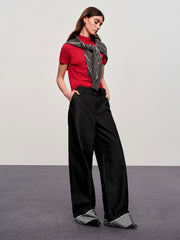 Women's Turn-Up Hem Wide-Leg Jeans