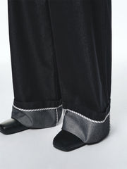 Women's Turn-Up Hem Wide-Leg Jeans