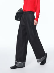 Women's Turn-Up Hem Wide-Leg Jeans