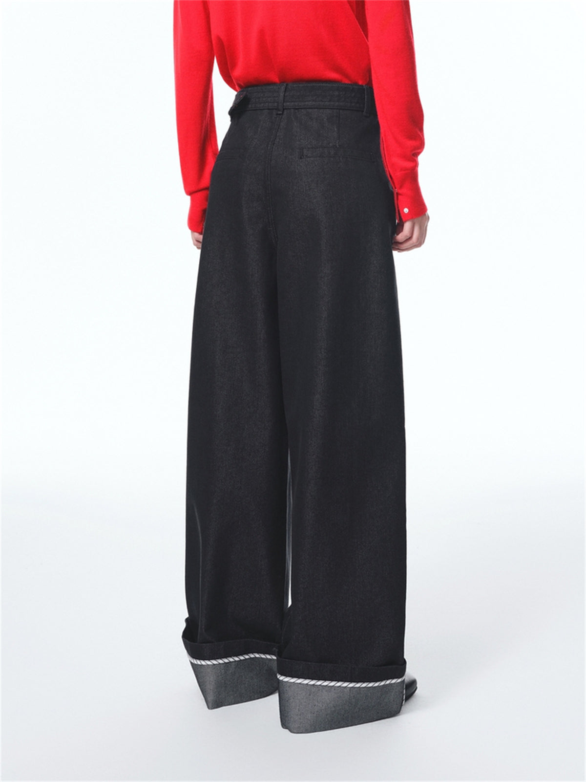 Women's Turn-Up Hem Wide-Leg Jeans