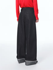 Women's Turn-Up Hem Wide-Leg Jeans