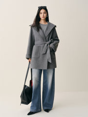 Women's Belted Robe-Style Double-Face Wool Coat
