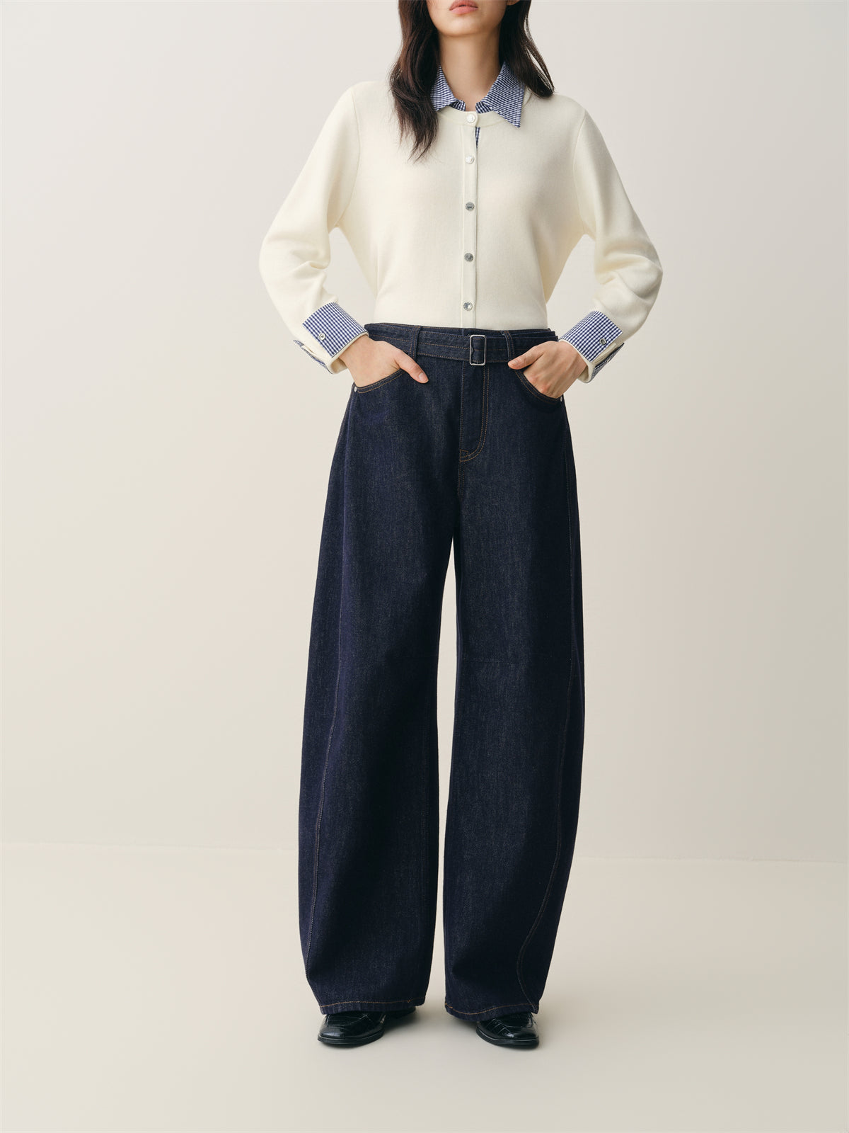 Women's High-Waist Wide-Leg Cotton Jeans