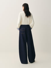 Women's High-Waist Wide-Leg Cotton Jeans
