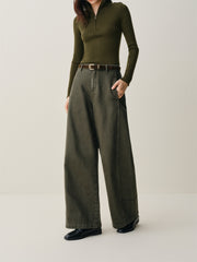 Women's High-Waist Wide-Leg Cotton Jeans