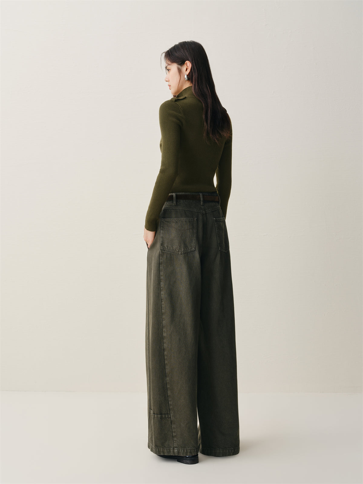 Women's High-Waist Wide-Leg Cotton Jeans