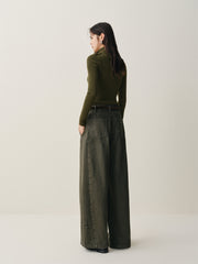 Women's High-Waist Wide-Leg Cotton Jeans