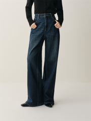 Women's Washed High-Waist Wide-Leg Jeans