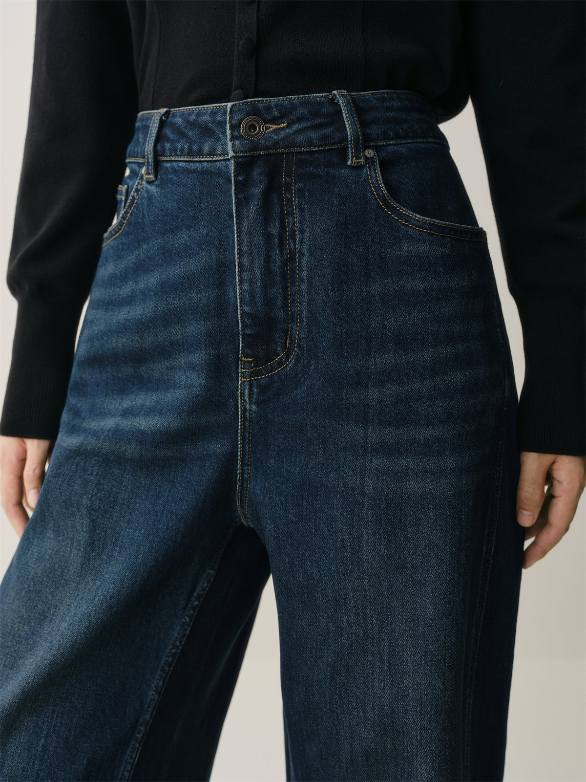 Women's Washed High-Waist Wide-Leg Jeans