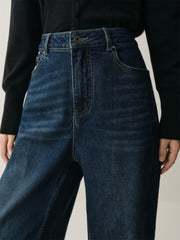 Women's Washed High-Waist Wide-Leg Jeans