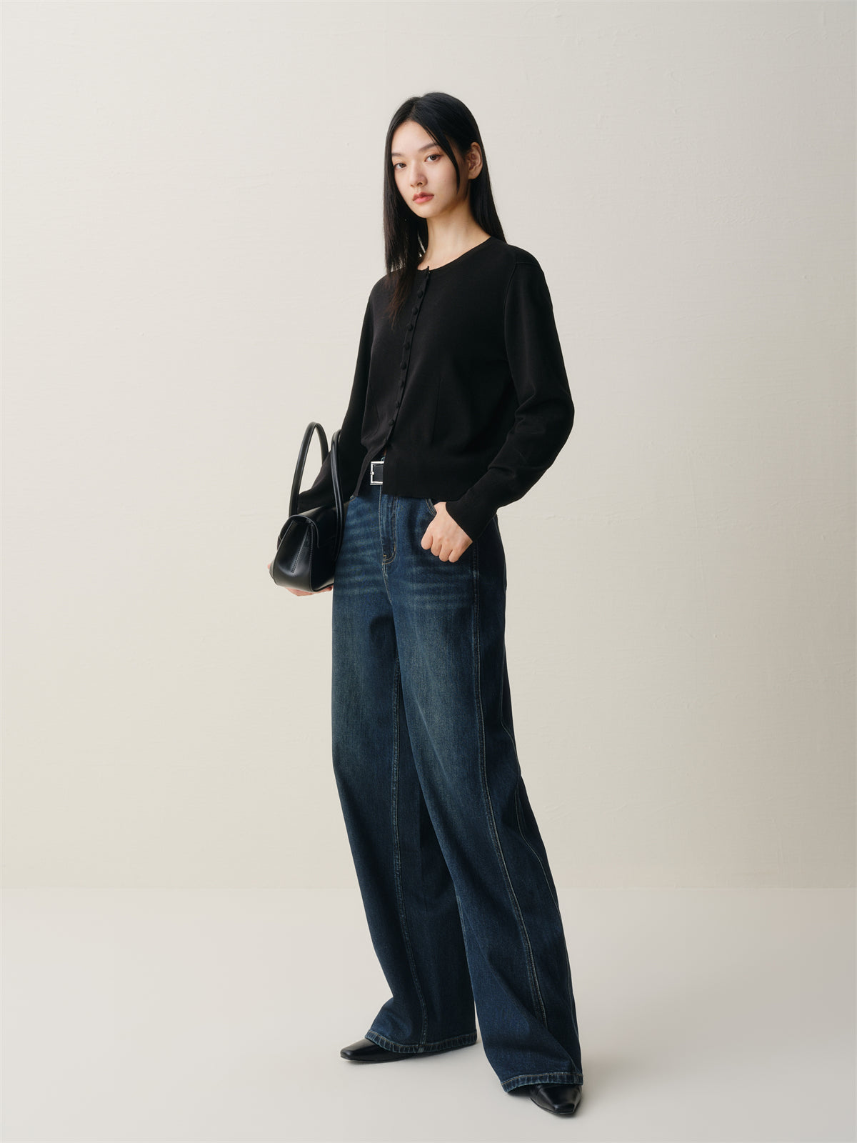 Women's Washed High-Waist Wide-Leg Jeans