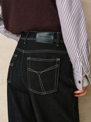 Women's Wide-Leg Jeans with Contrast Topstitching