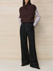 Women's Wide-Leg Jeans with Contrast Topstitching