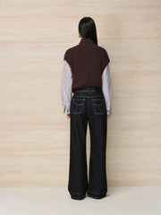 Women's Wide-Leg Jeans with Contrast Topstitching