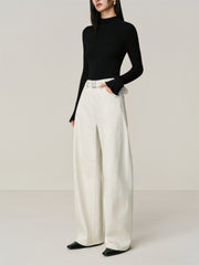 Women's Fleece-Lined Oversized Curved-Leg Jeans