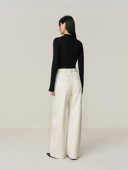 Women's Fleece-Lined Oversized Curved-Leg Jeans