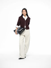 Women's Fleece-Lined Oversized Curved-Leg Jeans