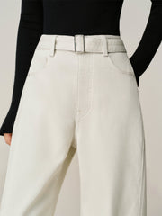 Women's Fleece-Lined Oversized Curved-Leg Jeans