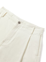 Women's Beige Cotton-Blend Wide-Leg Jeans