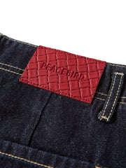 Women's Wide-Leg Jeans with Contrast Leather Patch