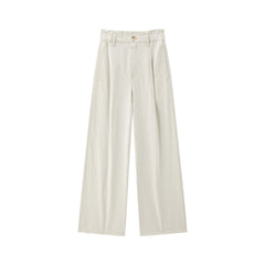 Women's loose-fitting wide-leg white jeans
