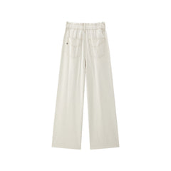 Women's loose-fitting wide-leg white jeans
