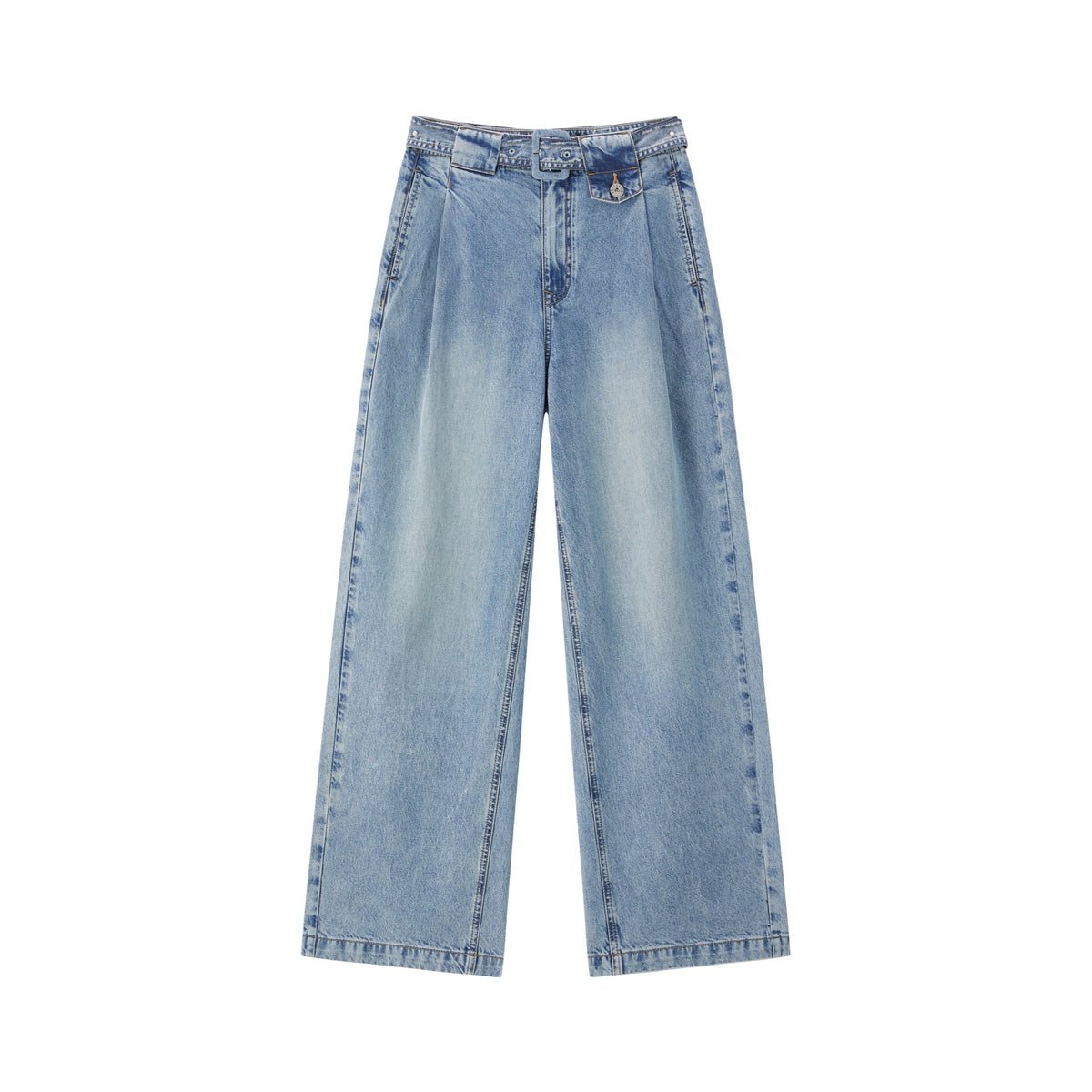 Women's Casual High-Waist Wide-Leg Lyocell Jeans