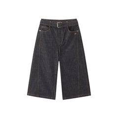 Women's Casual Relaxed Wide-Leg Cropped Jeans