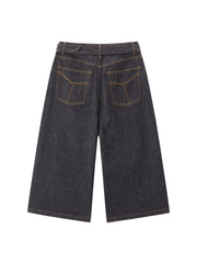 Women's Casual Relaxed Wide-Leg Cropped Jeans
