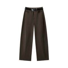 Women's Casual Belted Curved-Leg Jeans