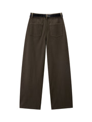 Women's Casual Belted Curved-Leg Jeans