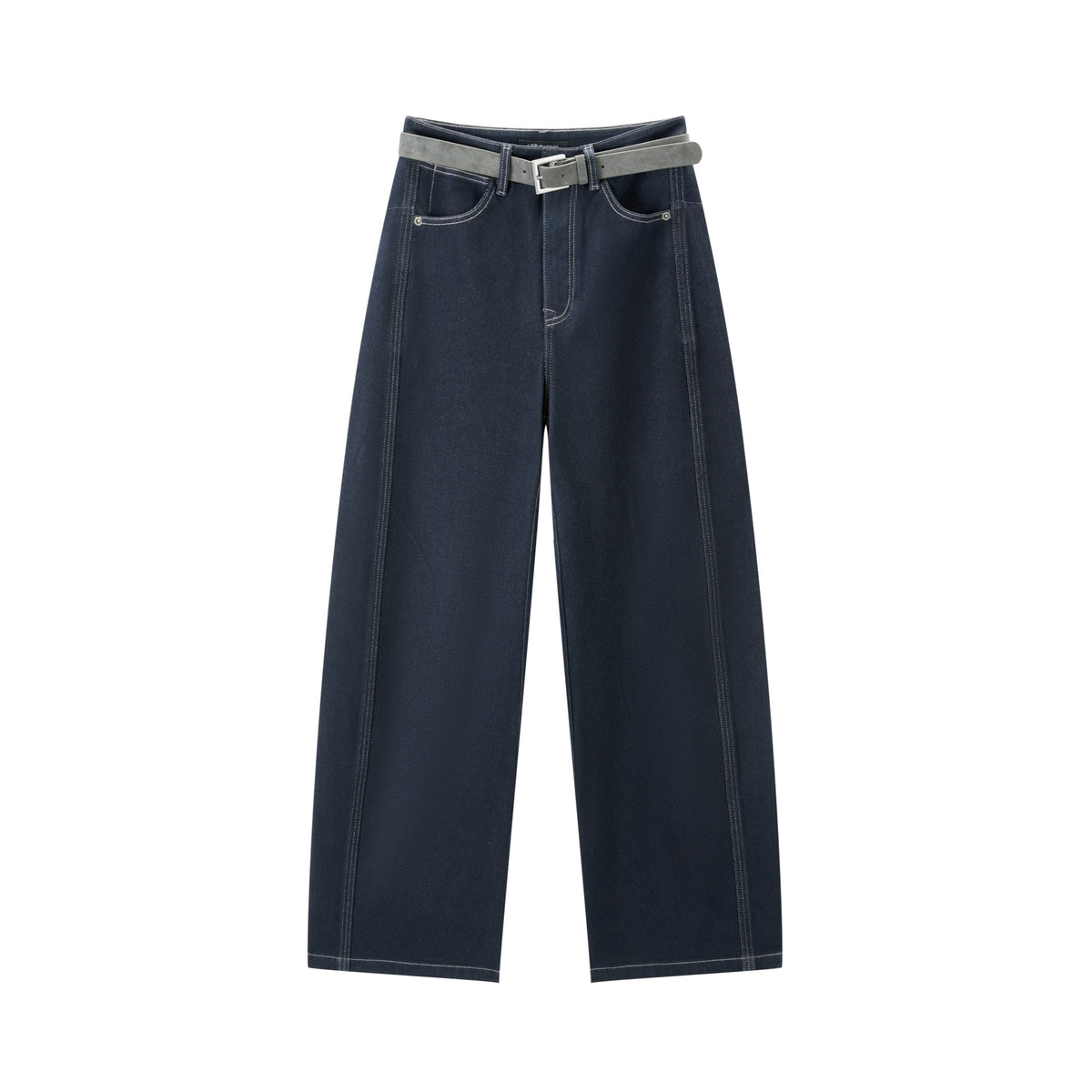 Women's Casual Belted Curved-Leg Jeans