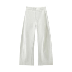 Women's Casual White Wide-Leg Curved-Leg Jeans