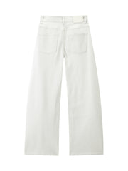 Women's Casual White Wide-Leg Curved-Leg Jeans