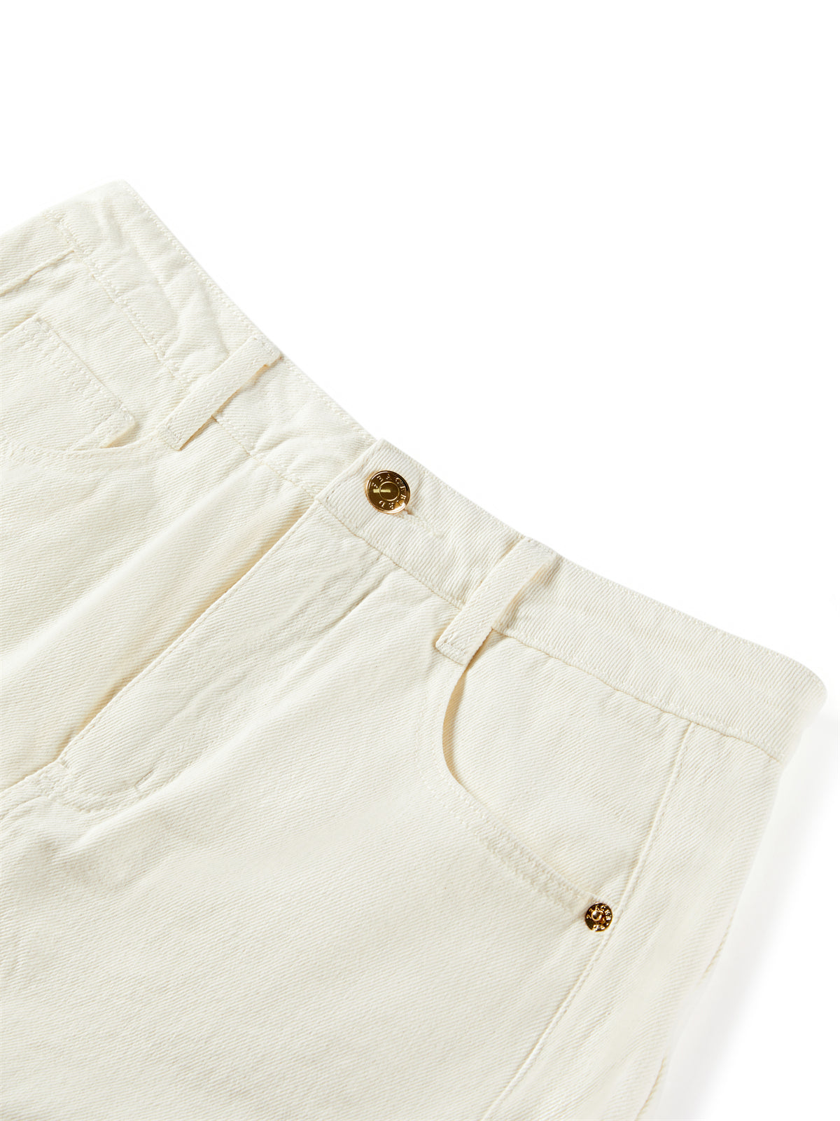 Women's Beige High-Waisted Denim Skort